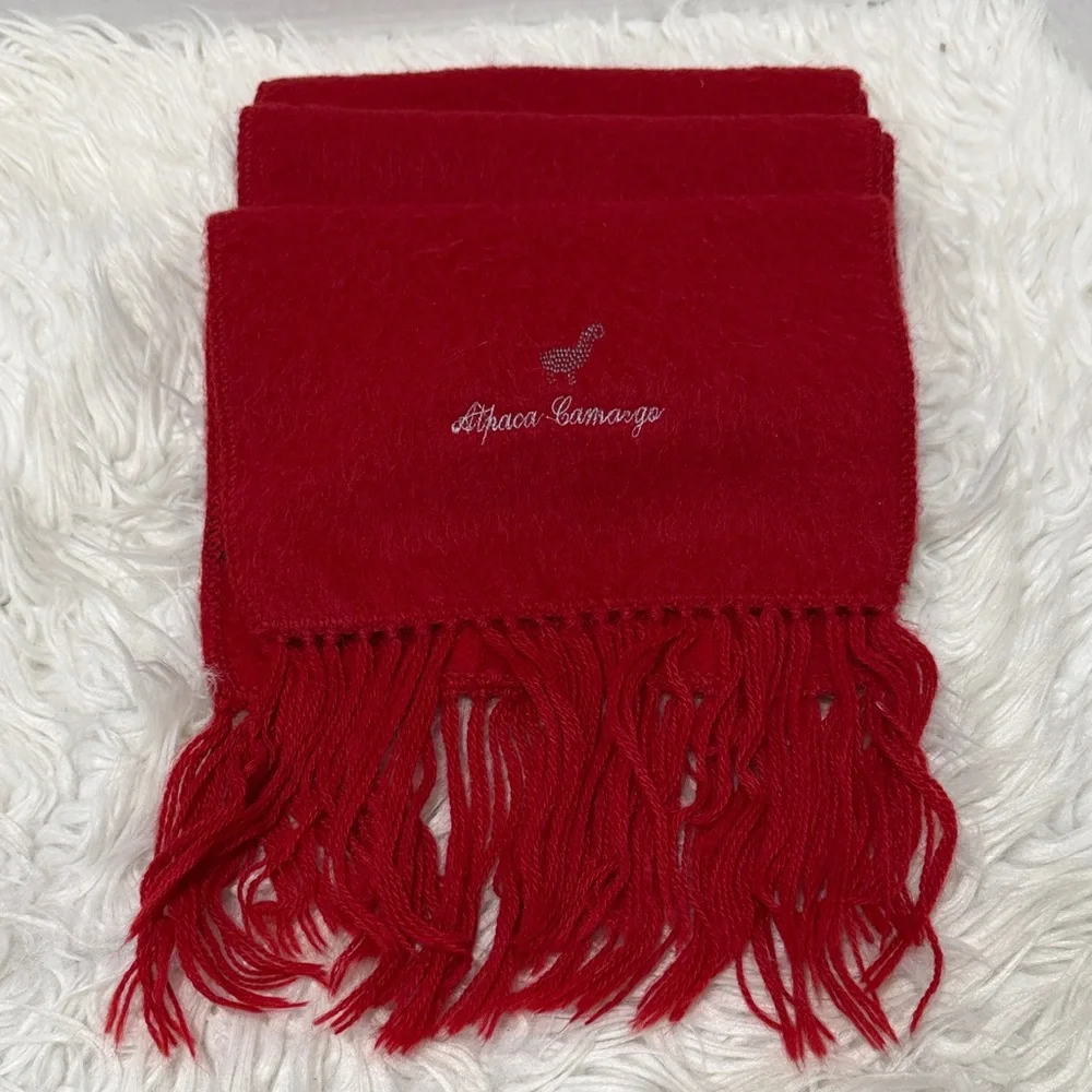 Alpaca Camargo Luxurious Red Fringed Scarf